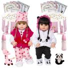 Boneca Reborn Gêmeas Girafinha Pandinha Enxoval Completo