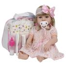 Boneca Reborn Grande 46cm Vestido Renda Vários Acessórios