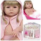 Boneca Reborn Grande Cabelo Loiro Saída de Banho + Itens Boneca Reborn Grande Cabelo Loiro Saída de Banho + Itens