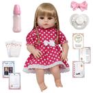 Boneca Reborn Infantil 46cm Laura Cabelo Longo Vários Itens