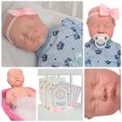 Boneca Reborn Lívia Princesa 42cm Vestido Kit Acessórios