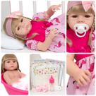 Boneca Reborn Loira Abigail Vestido Flamingo Rosa Enxoval