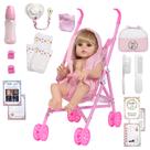 Boneca Reborn Loira Cabelo Longo Linda Com Carrinho Infantil