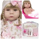 Boneca Reborn Loira Linda Corpo de Silicone Pode Dar Banho