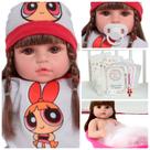 Boneca Reborn Menina Cabelo Castanho Florzinha Acessórios Boneca Reborn Menina Cabelo Castanho Florzinha Acessórios