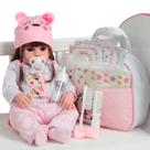 Boneca Reborn Menina Com Lindo Conjunto Bolsa Acessórios