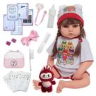 Boneca Reborn Menina Corpo Silicone Pode Banho Kit Completo