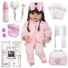 Boneca Reborn Menina Fofa Completa + Lindos Acessórios Bolsa
