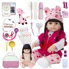 Boneca Reborn Menina Girafinha 100% Silicone com 25 Itens