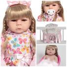 Boneca Reborn Menina Loira Enxoval Completo Bolsa Kit Itens
