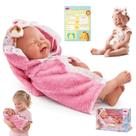Boneca Reborn Menina Olho Fechado Manta Vinil Fofa Certidao