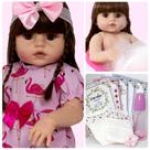 Boneca Reborn Menina Real Silicone Abigail Vestido Flamingo