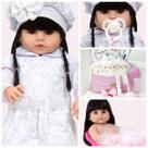 Boneca Reborn Morena Corpo de Silicone Kit 20 Acessórios