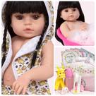Boneca Reborn Morena Girafa Fofa Com Kit 21 Acessórios Bolsa Boneca Reborn Morena Girafa Fofa Com Kit 21 Acessórios Bolsa