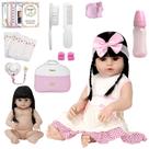 Boneca Reborn Morena Recem Nascida + Itens Bolsa Maternidade