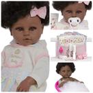 Boneca Reborn Negra Cabelo Cacheado Conjunto Arco Íris Boneca Reborn Negra Cabelo Cacheado Conjunto Arco Íris