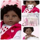 Boneca Reborn Negra Girafa 100% Silicone Com Bolsa 22 Itens