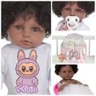Boneca Reborn Negra Roupa Labubu Com Bolsa Pelúcia Itens Boneca Reborn Negra Roupa Labubu Com Bolsa Pelúcia Itens