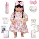 Boneca Reborn Nicole Morena 46cm Cabelo Longo Com Enxoval