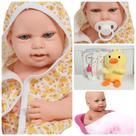 Boneca Reborn Princesa 43cm Com Chupeta Roupão Pelúcia Boneca Reborn Princesa 43cm Com Chupeta Roupão Pelúcia