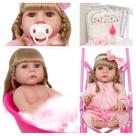 Boneca Reborn Princesa Abigail Fofa Corpo de Vinil Carrinho