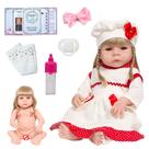 Boneca Reborn Princesa Loira Linda Vestido Vermelho Enxoval