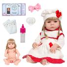 Boneca Reborn Princesa Loira Linda Vestido Vermelho Enxoval