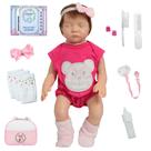 Boneca Reborn Realista 42cm Olhos Fechados Bolsa Itens