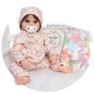 Boneca Reborn Realista Fio a Fio Menina Pijama Florido Itens