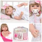 Boneca Reborn Realista Loira Enxoval Completo Vários Itens