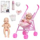 Boneca Reborn Recem Nascida Com Chupeta 14 Itens Carrinho