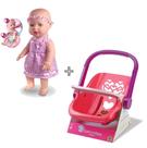 Boneca Sapekinha Faz Xixi de Verdade mais bebe conforto passeio Kit