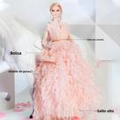 Boneca Supermodelo De 32cm, Vestido De Penas, Saia De Gaze, Acessórios Requintados, Conjunto De