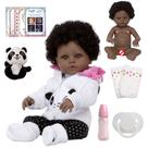 Boneca Tipo Reborn Menina Pandinha Baby Fofa Pode Dar Banho