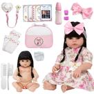 Boneca Tipo Reborn Nicole Recém Nascida Linda + Kit 20 Itens