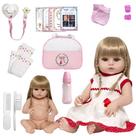Boneca Tipo Reborn Recem Nascida Loira Com Bolsa Maternidade