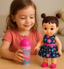 Boneca Ursinho Criança Suquinho Canudo Barbie Copo Brinquedo Hannah Infantil Vestido Cheirinho