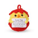Boneca XIHIRCD de crochê de frango de Páscoa tricotada com cartão vermelho/amarelo Boneca XIHIRCD de crochê de frango de Páscoa tricotada com cartão vermelho/amarelo