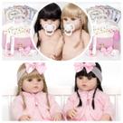 Bonecas Bebe Reborn Gêmeas Meninas Lindas Pagão Rosa Enxoval
