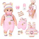Bonecas de 12" com suporte frontal e traseiro para meninas. Conjunto de bonecas com acessórios e roupas para bonecas Reborn de 12 polegadas, incluindo mamadeira e mamilo, presente para bebês de 3 anos ou mais