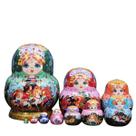 Bonecas de nidificação russas pintadas à mão de 10 camadas, conjunto colorido