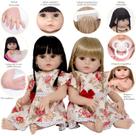 Bonecas Gêmeas Bebe Reborn Realista Olhos Castanhos 20 Itens