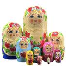 Bonecas russas de nidificação de 10 camadas feitas à mão, design floral