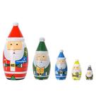 Bonecas russas de nidificação de Papai Noel de 5 camadas Matryoshka de madeira