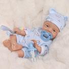 Boneco Bebê Reborn 30cm Silicone Sólido Menino Olhos Azuis com Acessórios Brastoy