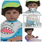 Boneco Bebê Reborn Articulado Cabelo Enrolado Tubarãozinho
