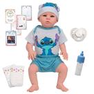 Boneco Bebê Reborn Articulado Siliconado Com Conjunto Stitch