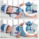 Boneco Bebê Reborn Gêmeos Casal Corpo de Vinil Roupa Stitch