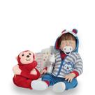 Boneco Bebê Reborn Menino Cabelo Fio a Fio Roupa Macaco