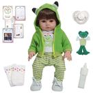 Boneco Bebê Reborn Menino Sapinho Olhos Castanhos Kit Itens